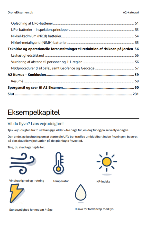 Drone Certifikat A2 Eksamen Danmark – Officielle Eksamen Spørgsmål, Detaljerede Svar og Omfattende Undervisningsmateriale - Billede 4