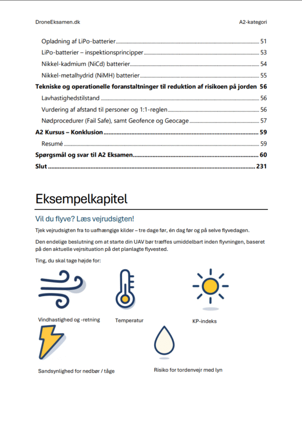 Drone Certifikat A2 Eksamen Danmark – Officielle Eksamen Spørgsmål, Detaljerede Svar og Omfattende Undervisningsmateriale - Billede 4