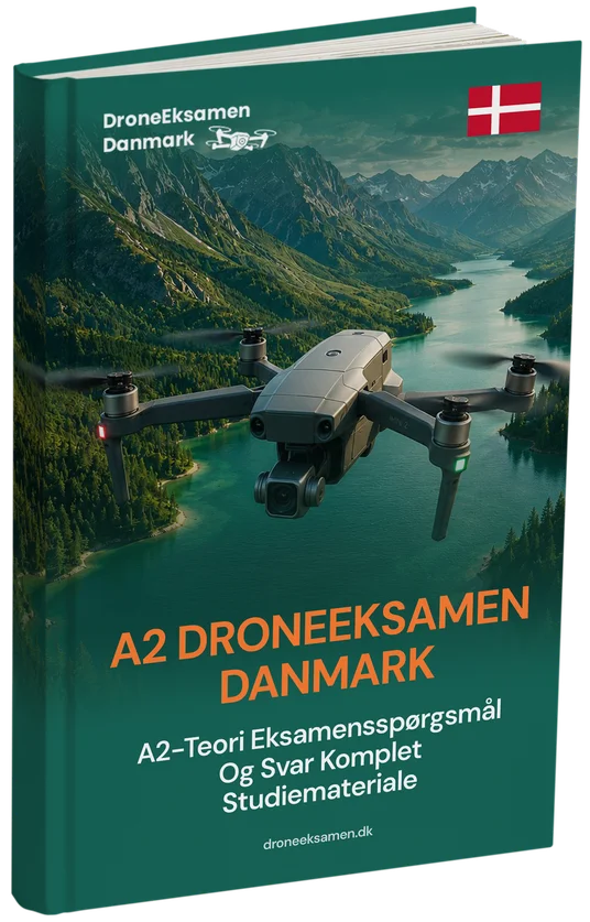 Dronecertifikat A2 Danmark – Avanceret teori, komplet studiemateriale og 500+ eksamenslignende spørgsmål og svar